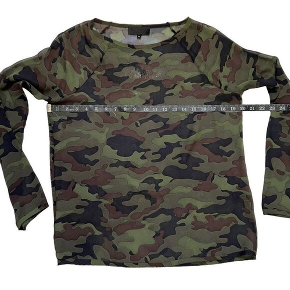 Nili Lotan** Green & Brown XSmall Camouflage Silk Long-Sleeve T-Shirt - Picture 8 of 12